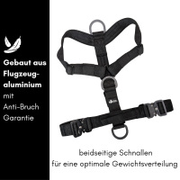 Y-Hundegeschirr 4fach-verstellbar mit Griff und Sicherheitsschnallen Deep Black - ultraleicht