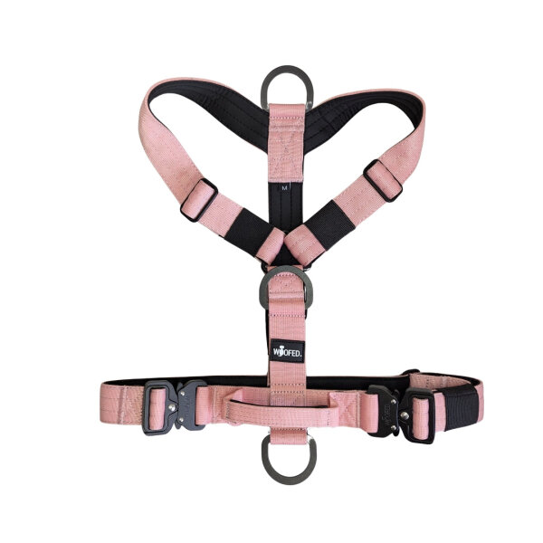 Y-Hundegeschirr 4fach-verstellbar mit Griff und Sicherheitsschnallen Dusty Rose - ultraleicht