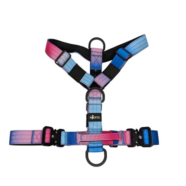 Y-Hundegeschirr 4fach-verstellbar mit Griff und Sicherheitsschnallen Pink Blue Sky - ultraleicht