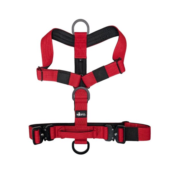 Y-Hundegeschirr 4fach-verstellbar mit Griff und Sicherheitsschnallen Rosso Red - ultraleicht