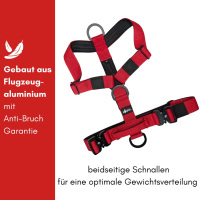 Y-Hundegeschirr 4fach-verstellbar mit Griff und Sicherheitsschnallen Rosso Red - ultraleicht