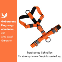 Y-Hundegeschirr 4fach-verstellbar mit Griff und Sicherheitsschnallen Safety Orange - ultraleicht
