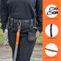 Jogging- & Wanderleine mit beidseitigem Griff, Bungee-Ruckdämpfer & Sicherheitskarabiner aus Nylon