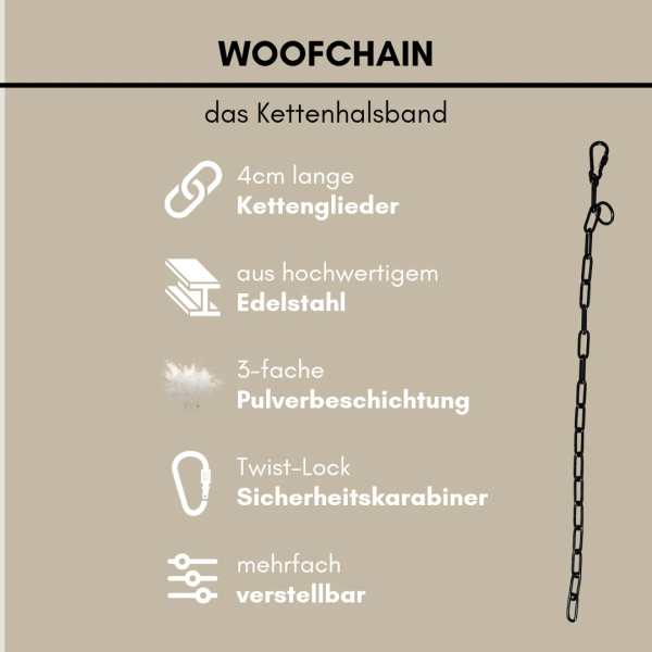 Woofchain Kettenhalsband aus Edelstahl Black