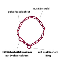 Woofchain Kettenhalsband aus Edelstahl Bordeaux