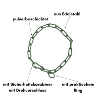 Woofchain Kettenhalsband aus Edelstahl Olive