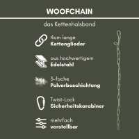 Woofchain Kettenhalsband aus Edelstahl Olive