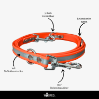 Biothane Reflective Führleine verstellbar - 3m / Gun
