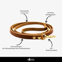 Leder Führleine mit fester Handschlaufe - 1,5m / 15mm