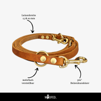 Leder Führleine verstellbar - 2m / 15mm