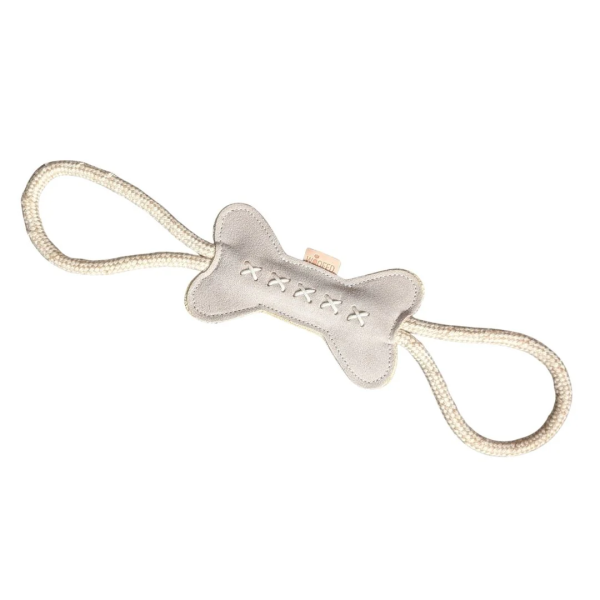 nachhaltiges Hundespielzeug Knochen Kurt mit Seil