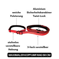 Nylon Retrieverleine verstellbar Rosso Red