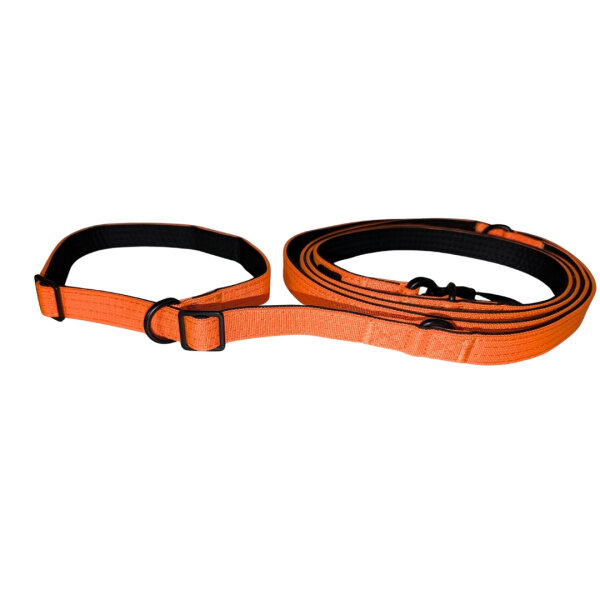 Nylon Retrieverleine verstellbar Safety Orange