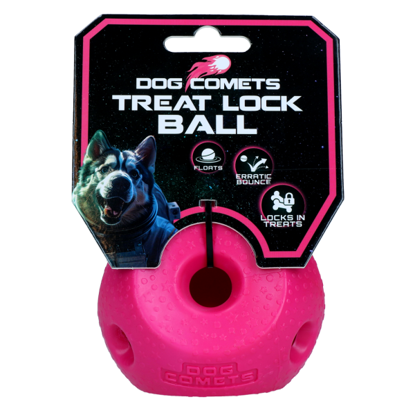 Dog Comets Treat Lock Ball Rosa