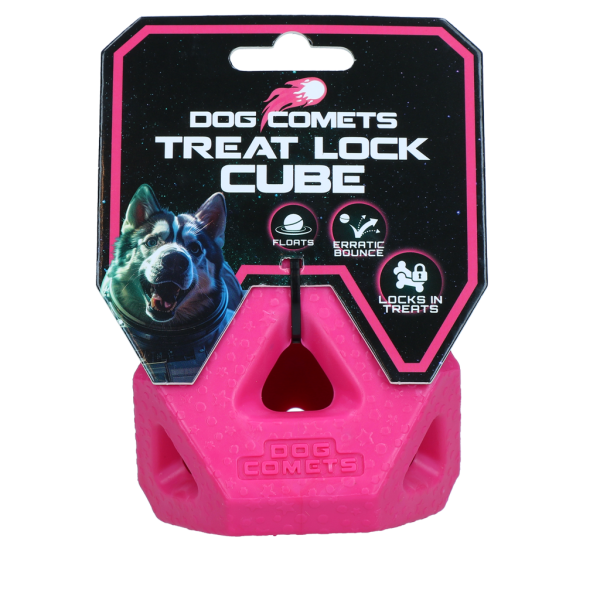 Dog Comets Treat Lock Cube Rosa