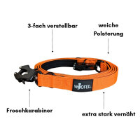 Nylon Tactical Führleine Safety Orange - Leine 2.5m 3-fach verstellbar