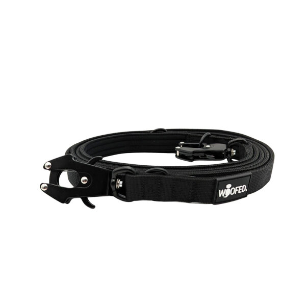 Nylon Tactical Führleine Deep Black - Leine 2.5m 3-fach verstellbar mit integriertem Griff