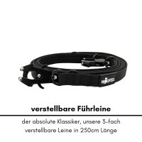 Nylon Tactical Führleine Deep Black - Leine 2.5m 3-fach verstellbar mit integriertem Griff