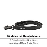 Nylon Tactical Führleine Deep Black - Leine 2.5m 3-fach verstellbar mit integriertem Griff
