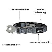 Nylon Tactical Führleine Silver Grey - Leine 2.5m 3-fach verstellbar mit integriertem Griff