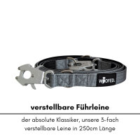 Nylon Tactical Führleine Silver Grey - Leine 2.5m 3-fach verstellbar mit integriertem Griff