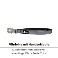 Nylon Tactical Führleine Silver Grey - Leine 2.5m 3-fach verstellbar mit integriertem Griff