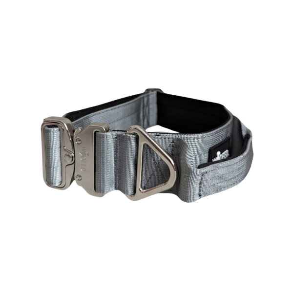 Nylon Tactical Halsband Silver Grey - S 33-43cm
