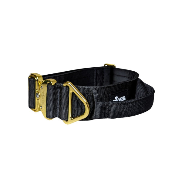 Nylon Tactical Halsband Black Gold - S 36-46cm