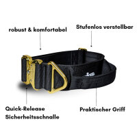 Nylon Tactical Halsband Black Gold - M 42-55cm