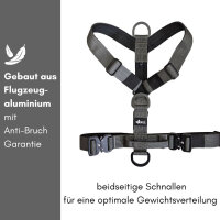 Y-Hundegeschirr 4fach-verstellbar mit Griff und Sicherheitsschnallen Anthracite - ultraleicht - XL