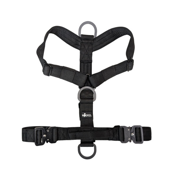 Y-Hundegeschirr 4fach-verstellbar mit Griff und Sicherheitsschnallen Deep Black - ultraleicht - M