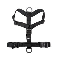Y-Hundegeschirr 4fach-verstellbar mit Griff und Sicherheitsschnallen Deep Black - ultraleicht - XL
