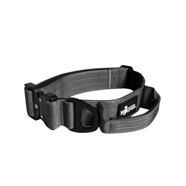 Nylon Tactical Halsband mit Griff Anthracite - ultraleicht - L 50-65cm | 5cm