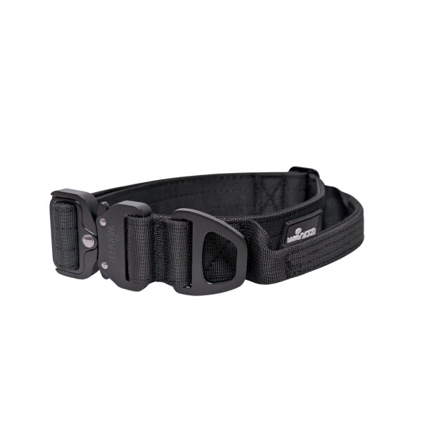 Nylon Tactical Halsband mit Griff Deep Black - ultraleicht - S 32-42cm | 4cm