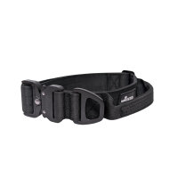 Nylon Tactical Halsband mit Griff Deep Black - ultraleicht - S 32-42cm | 4cm