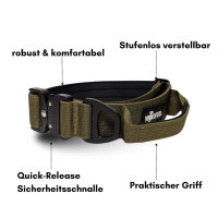 taktisches Nylon Halsband mit Griff Military Olive - ultraleicht - S 32-42cm | 2,5cm
