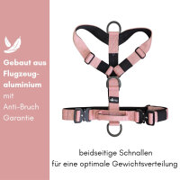 Y-Hundegeschirr 4fach-verstellbar mit Griff und Sicherheitsschnallen Dusty Rose - ultraleicht - XL