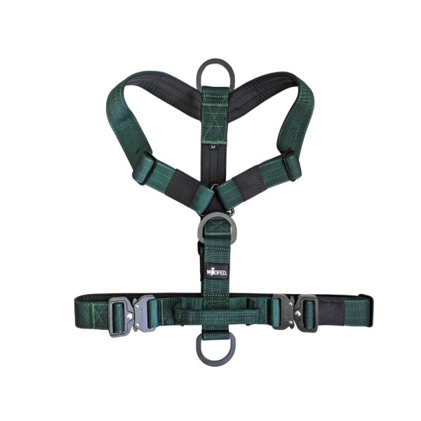 Y-Hundegeschirr 4fach-verstellbar mit Griff und Sicherheitsschnallen Dark Green - ultraleicht - XL