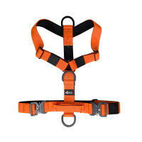 Y-Hundegeschirr 4fach-verstellbar mit Griff und Sicherheitsschnallen Safety Orange - ultraleicht - XL