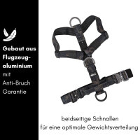 Y-Hundegeschirr 4fach-verstellbar mit Griff und Sicherheitsschnallen Black Camo - ultraleicht - M