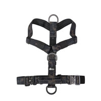 Y-Hundegeschirr 4fach-verstellbar mit Griff und Sicherheitsschnallen Black Camo - ultraleicht - L