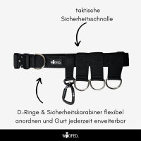 Gassigürtel Deep Black - verstellbar mit taktischer Schnalle - ultraleicht - S 65-95cm