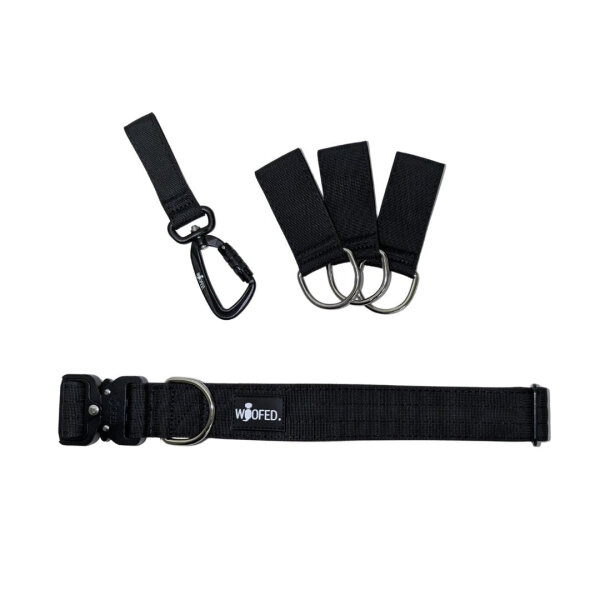 Gassigürtel Deep Black - verstellbar mit taktischer Schnalle - ultraleicht - L 85-125cm