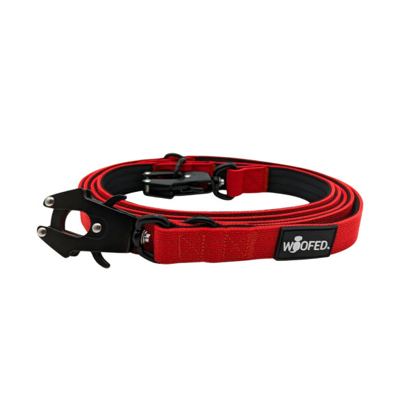 Nylon Tactical Führleine Rosso Red - Leine 2.5m 3-fach verstellbar mit integriertem Griff