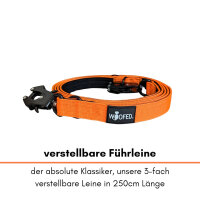 Nylon Tactical Führleine Safety Orange - Leine 2.5m 3-fach verstellbar mit integriertem Griff