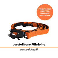 Nylon Tactical Führleine Safety Orange - Leine 2.5m 3-fach verstellbar mit integriertem Griff