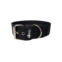 Nylon Classic Halsband Deep Black - M 42-48cm | 4cm / Silber