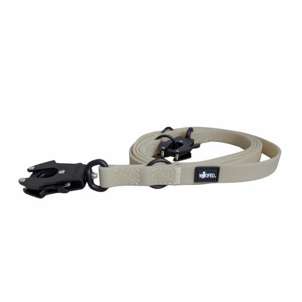 Führleine WOOFLEX® Tactical verstellbar Desert Sand - 2.5m 3-fach verstellbar mit Froschkarabiner