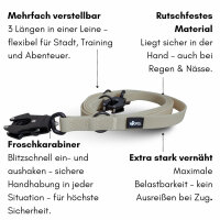 Führleine WOOFLEX® Tactical verstellbar Desert Sand - 2.5m 3-fach verstellbar mit Froschkarabiner