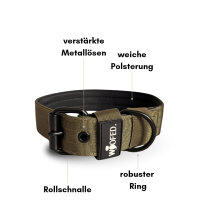 Nylon Classic Halsband Military Olive - L 48-54cm | 5cm / Schwarz